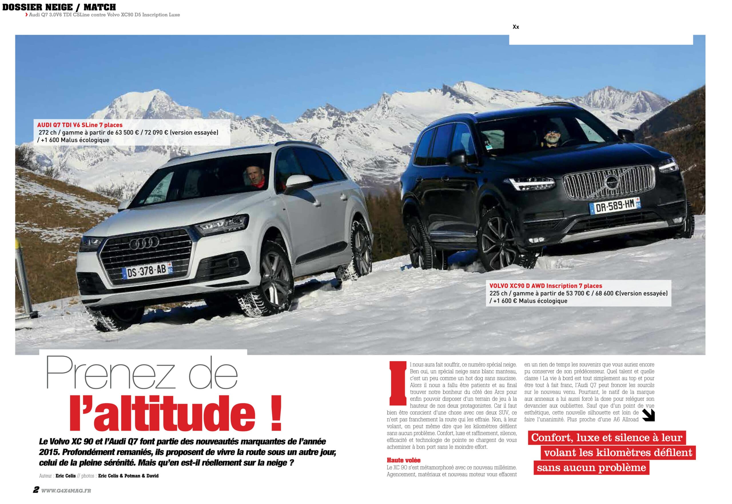 Audi Q7 3.0V6 TDI CSLine contre Volvo XC90 D5 Inscription Luxe