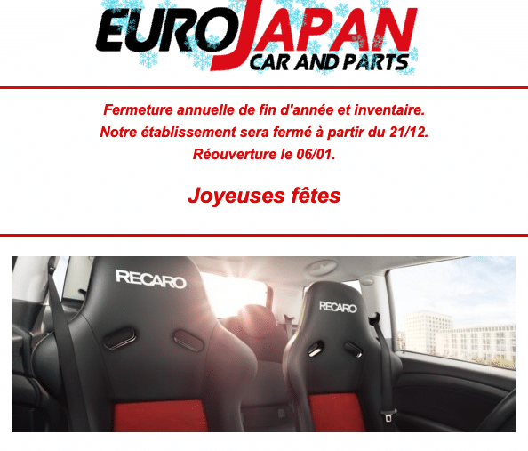 Sièges Recaro chez Eurojapan cars and parts