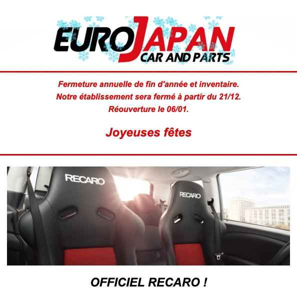 Sièges Recaro chez Eurojapan cars and parts
