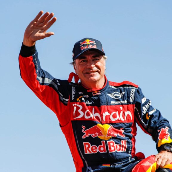 Dakar 2020 Sainz Carlos (esp), Cruz Lucas (esp), Mini John Cooper Works Buggy, Bahrain JCW X-Raid Team, Car, ambiance on the podium at the arrival of the Dakar 2020, in Qiddiya, Saudi Arabia, on January 17, 2020 -
