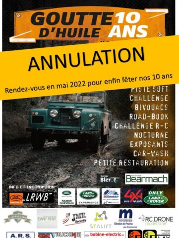 Rassemblement Goutte d’huile 2021 annulé Rendez-vous en 2022