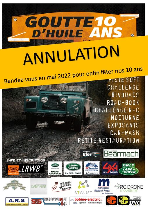 Rassemblement Goutte d’huile 2021 annulé Rendez-vous en 2022