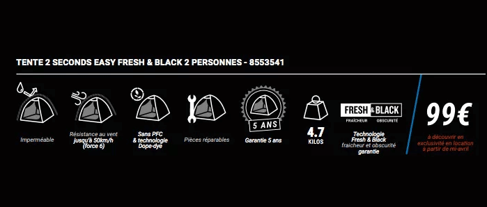 Decathlon la 2 seconds “Fresh&Black”. Plus fraîche sous le soleil et plus noire la nuit