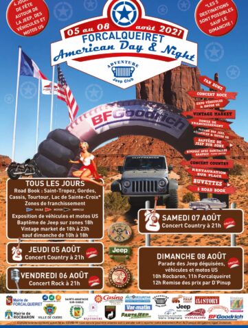 American Day & Night 2021 Du 5 au 8 août à Forcalqueiret !