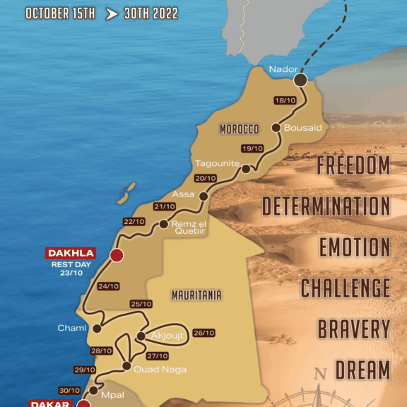 Africarace parcours et dates Road to Dakar 2022