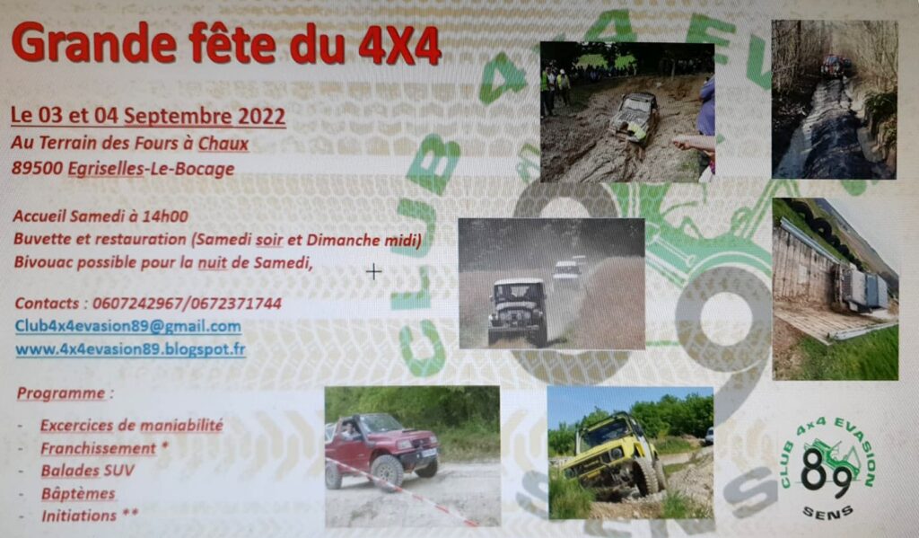Fête du 4x4 Bourgogne Week end 4x4 évasion