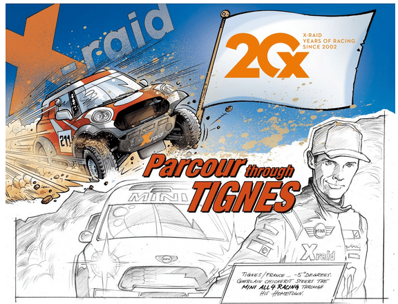 X-raid BD des 20 ans de rallye Guerlain Chicherit faisait le buzzz à Tignes en 2011