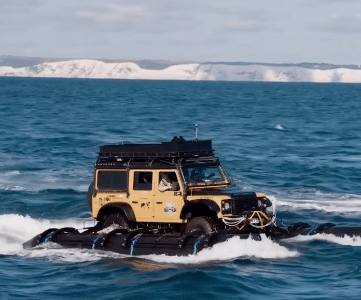 Defender amphibie Londres - New York