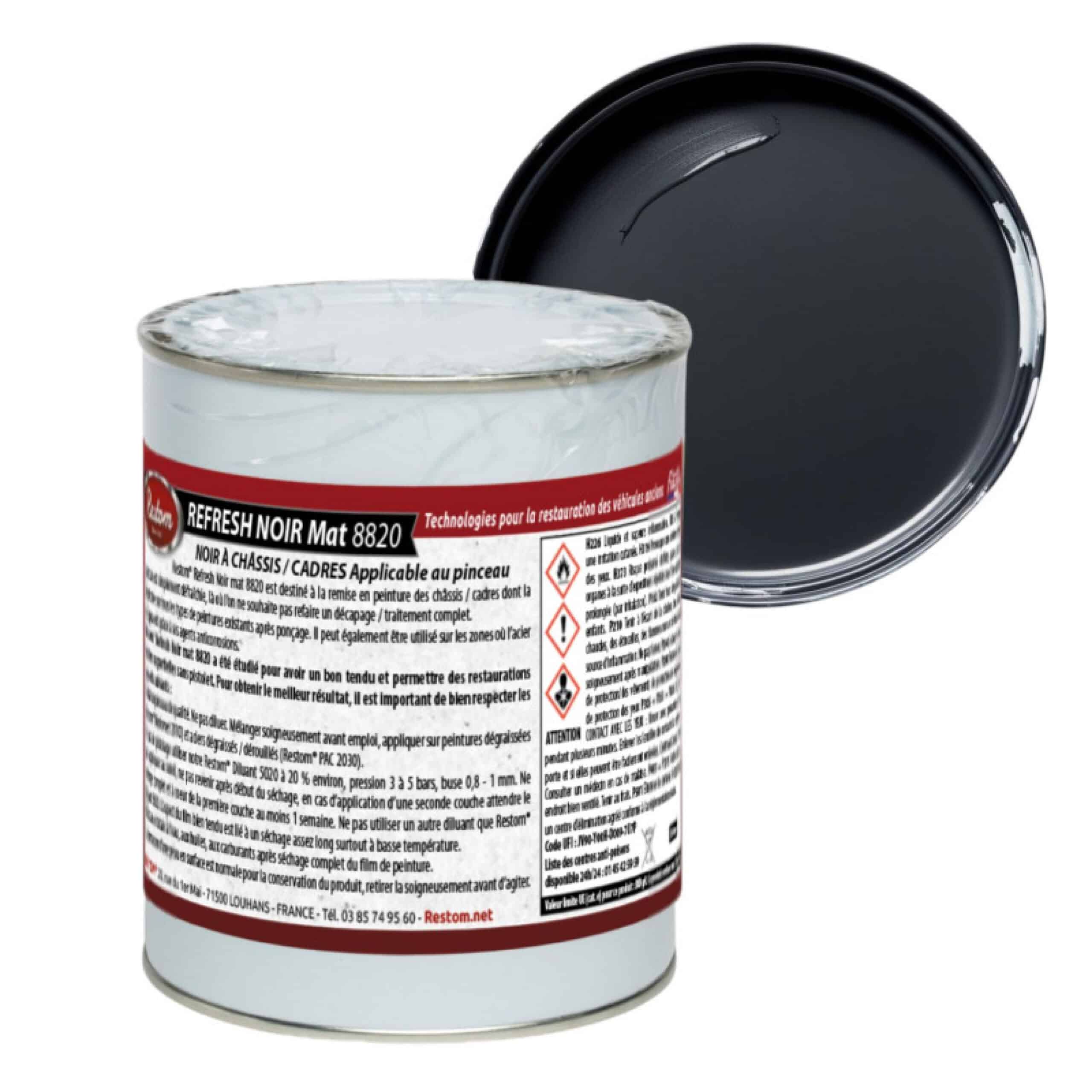 Restom RefreshNoir 8820 pour vos Châssis, Cadres, ponts...etc. Une résine glycéro pour un meilleur tendu au pinceau.