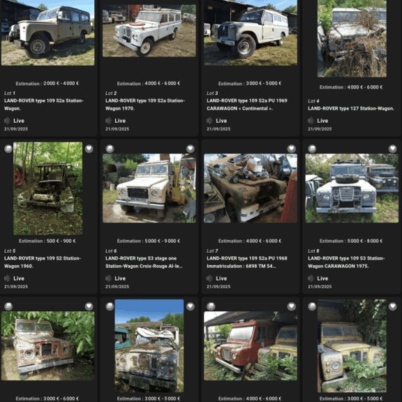Des Land Rover aux enchères