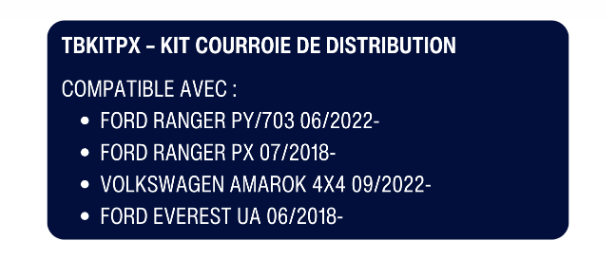 Terrain Tamer courroies 4x4
Prenez soin de votre distribution
