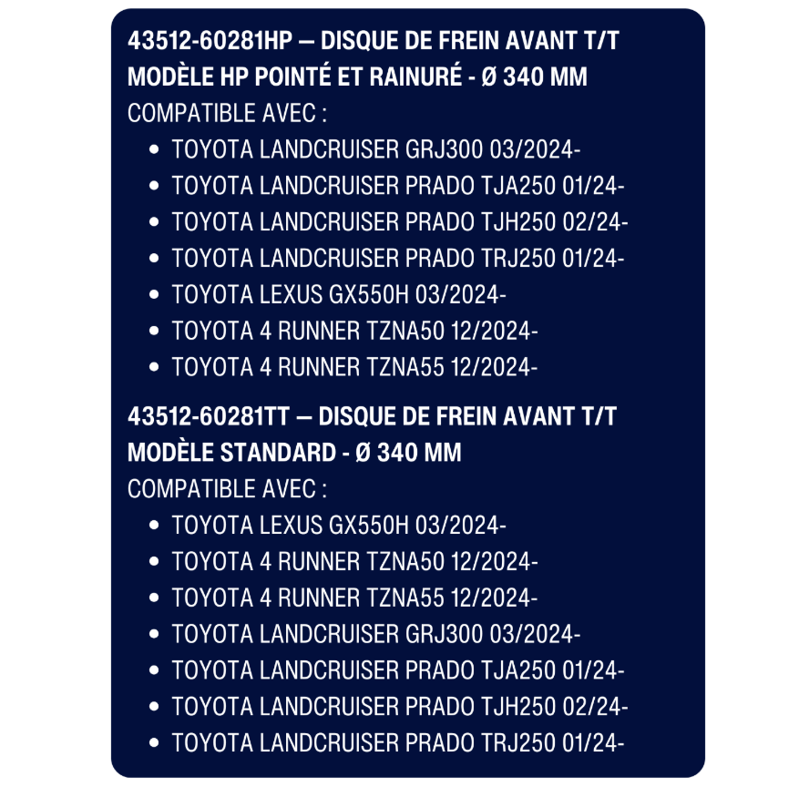 Terrain Tamer Disques Toyota