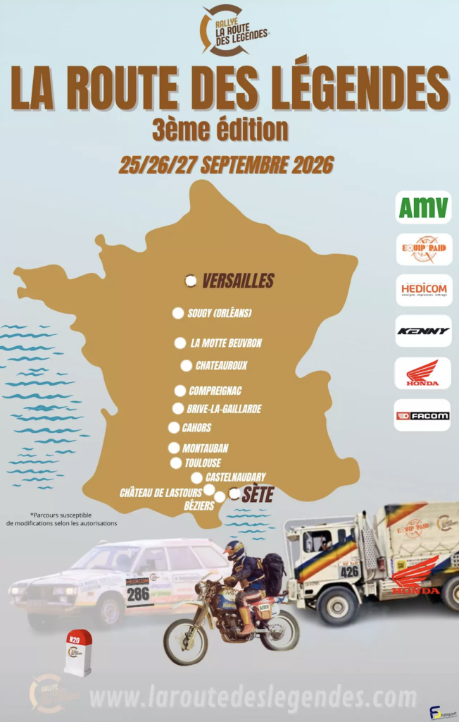 La Route des légendes 2026
De Versailles à Sète du 25 au 27 septembre