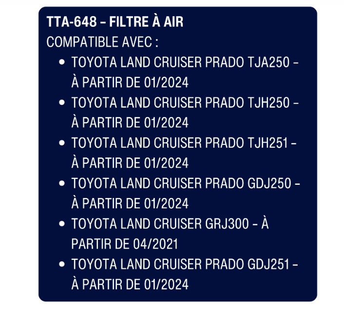Pièces 4x4 Terrain Tamer
Pour l’entretien de vos 4x4 Toyota et Mitsubishi
