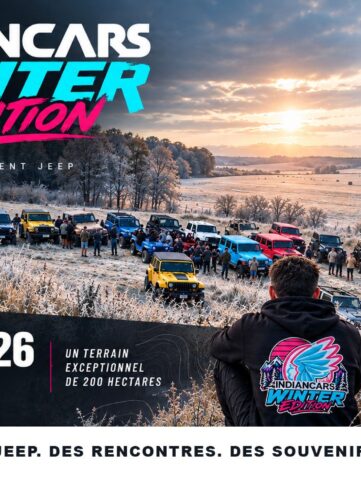 Affiche de l’INDIANCARS Academy Winter Edition : rassemblement Jeep le 29 novembre 2026 au domaine de Forest Hill
