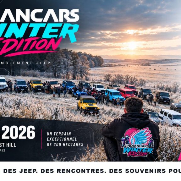 Affiche de l’INDIANCARS Academy Winter Edition : rassemblement Jeep le 29 novembre 2026 au domaine de Forest Hill